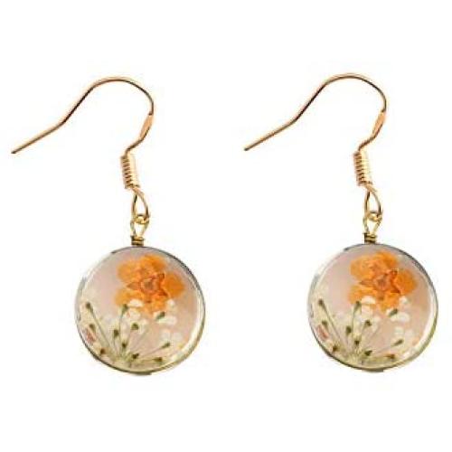 SEIRAA Dried Flower Earring Pressed Flower Jewelry Boho Sunflower Earring Set Pressed Wild Flower Pendant Gift For Her