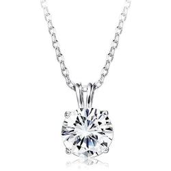 Sllaiss Sets with Swarovski Zirconia Sterling Silver Solitaire Pendant Necklace for Women Round-Cut CZ Necklace Chain Jewelry Gift (2 cttw), 18”