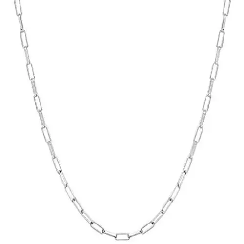925 Sterling Silver Paper Clip Link Chain Necklace, Open Link Twist, Oval Anchor Link, Men Women, Made In Italy, Fine Trend Jewelry Silver and Yellow Gold 3MM 3.75MM 4.5MM 18-30