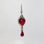 Valentines Day Red Heart Romance Dangle Earrings Austrian Crystals Thorns and Roses Silver Finish