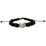 Adjustable Size Black First Communion Macrame Bracelet with IHS Chalice Medal