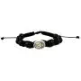 Adjustable Size Black First Communion Macrame Bracelet with IHS Chalice Medal