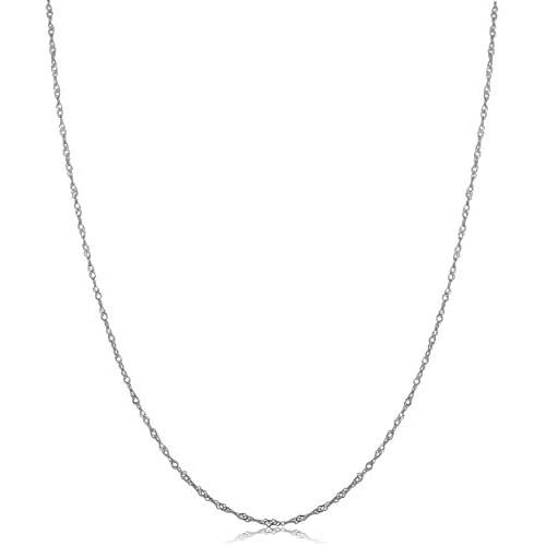 Kooljewelry 14k White Gold Singapore Chain Necklace (0.7 mm, 1 mm, 1.4 mm, 1.7 mm)