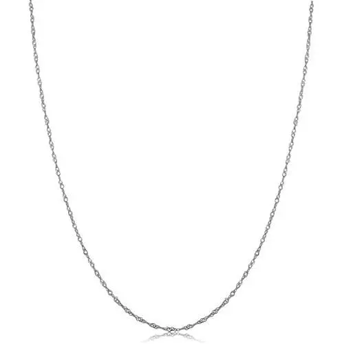 Kooljewelry 14k White Gold Singapore Chain Necklace (0.7 mm, 1 mm, 1.4 mm, 1.7 mm) Kooljewelry 14k White Gold Singapore Chain Necklace (0.7 mm, 1 mm, 1.4 mm, 1.7 mm)