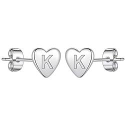 Heart Initial Stud Earrings for Girls, S925 Sterling Silver 14K Gold Plated Dainty Heart Earrings Hypoallergenic Little Girls Earrings for Women Toddler Earrings for Girls Kids