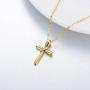 10K Real Gold Diamond Cross Necklace for Women, Natural Round-cut Diamond Accent Gold Cross Pendant Christmas Anniversary Love Gift Jewelry for Her, 18 inch