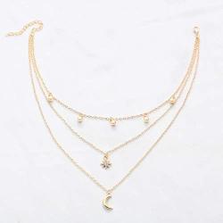 Victray Boho Moon Necklaces Beach Pendant Choker Necklace Chain Fashion Jewelry for Women and Girls