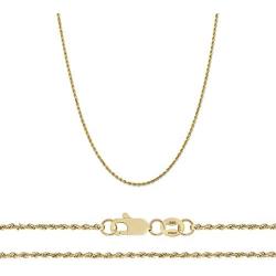 Orostar Sterling Silver 1.3mm Diamond-Cut Gold Plated Rope Chain Necklace Italian - 15-30 Inch