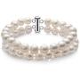 Double Row Pearl Bracelets Two Strand Freshwater Cultured 7-8mm/8-9mm White Pearl Bracelets Jewelry Gift for Women Wife Girls Mother
