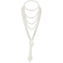 Zivyes Vintage Pearl Necklace Faux Pearl Necklace Flapper Beads Cluster Long Necklace for Gatsby 1920s Accessories for Women