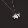 CENWA Pretty in Pink & Gorgeous in Green Zircon Leaf Open Locket Necklace Gift for Sorority Sister