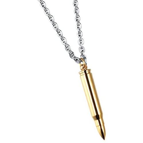 FCZDQ Bullet Ashes Necklace Holder Memorial Keepsake Stainless Steel Urn Pendant Necklace Cremation Jewelry