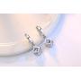 Crystalline Azuria White Zirconia Crystals Cube Set Pendant Necklace 18'' Dangle Earrings 18 ct White Gold Plated