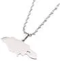 Silver Stainless Steel Jamaica Map Pendant Necklaces Jewellery Heart Jamaican Map Jewelry