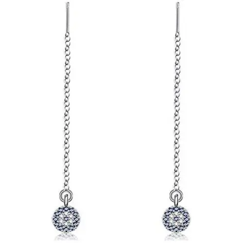 Spiritlele Evil Eyes Threader Earrings AAA CZ Crystal Ear Line Long Dangling Earrings for Women Girls