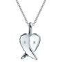 Personalize Engravable Amulet Feathered Guardian Angel Wing Heart Pendant Necklace For Women Teen Antiqued 925 Sterling Silver SM MED LG