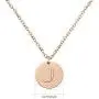THREE KEYS JEWELRY Tiny Rose Gold Initial Necklace for Women Name Letter Charm Coin Round Small Cute Circle Script Pendant Mini Dainty Stainless Steel Initial Necklaces for Girls Women Daughter