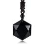 VNOX Messianic Jewish Christian Jewelry Black Obsidian Crystal Cut Star of David Pendant Necklace with Adjustable Handmade Rope