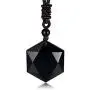VNOX Messianic Jewish Christian Jewelry Black Obsidian Crystal Cut Star of David Pendant Necklace with Adjustable Handmade Rope