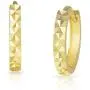 SOLIDGOLD - 14K Real Gold Thick Textured Diamond Cut Huggie Click top Hoop Earrings