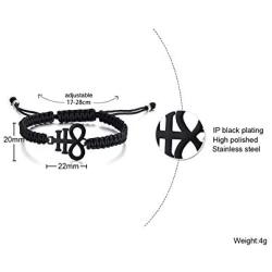 VNOX Handmade Adjustable Satanic Baphomet Leviathan Cross Braided Bangle Bracelet Rope Bracelet for Men Women