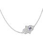 925 Sterling Silver Hamsa Hand of Fatima Evil Eye Sideways Choker Necklace Jewelry for Women (Hamsa Hand)