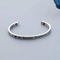 WUSUANED I Love My German Shepherd Cuff Bracelet With Animal Paw Pet Lover Gift