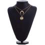 Multi-Layer Disc Horn Necklace Pendant Vintage Clavicle Chain Half Moon Sun Pendant Necklace Choker for Women Girls