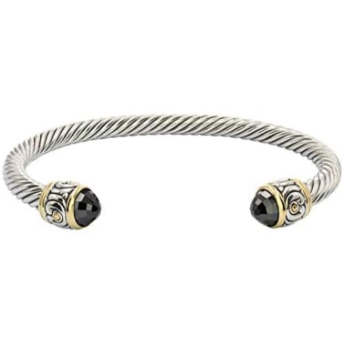 John Medeiros Beautiful Nouveau Collection Cuff Bracelet Black Cubic Zirconia