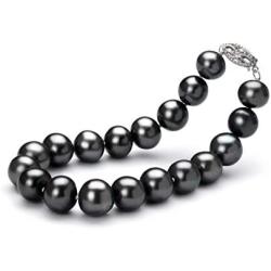 Black 8.5-9mm AA Quality Freshwater 925 Sterling Silver Cultured Pearl Bracelet For Women