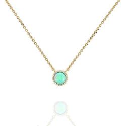 PAVOI 14K Gold Plated Round Created Opal Necklace | Opal Necklaces for Women