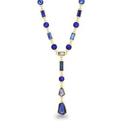 CATHERINE MALANDRINO Blue Multi-Tonal Y-Style Yellow Gold-Tone Necklace for Women