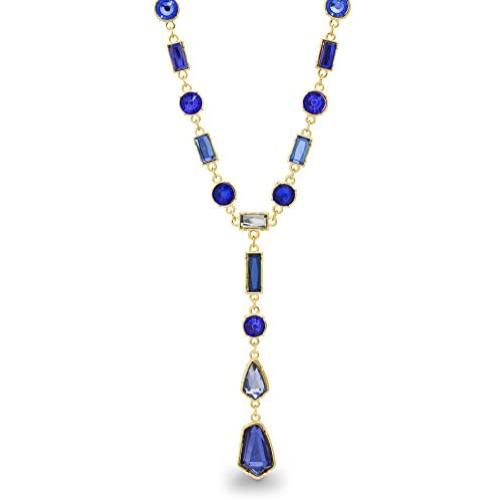 CATHERINE MALANDRINO Blue Multi-Tonal Y-Style Yellow Gold-Tone Necklace for Women