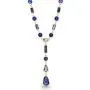 CATHERINE MALANDRINO Blue Multi-Tonal Y-Style Yellow Gold-Tone Necklace for Women CATHERINE MALANDRINO Blue Multi-Tonal Y-Style Yellow Gold-Tone Necklace for Women