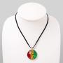 SUVANI Hand Blown Glass Jewelry Happy Rastafari Reggae Bendera Round Pendant Necklace, 18-20''