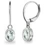 Sterling Silver Genuine or Synthetic Gemstone 7x5mm Oval Bezel-Set Dangle Leverback Earrings