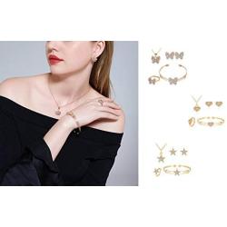 Dcfywl731 Exquisite Gold Crystal Queen Princess Crown Necklace Earring Bangle Ring Jewelry Set for Girls