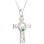Biddy Murphy Celtic Cross Necklace Sterling Silver and Green Crystal Made in Ireland