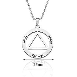 KUIYAI Unity Service Recovery Necklace AA Symbol Necklace Serenity Necklace Serenity Prayer Alcoholics Anonymous Jewelry