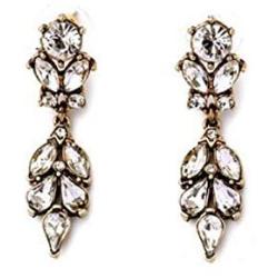 2'' Long Clear Crystal Rhinestone Antique Gold Chandelier Earrings Affordable Wedding Jewelry