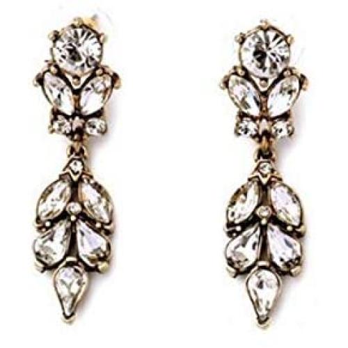 2'' Long Clear Crystal Rhinestone Antique Gold Chandelier Earrings Affordable Wedding Jewelry