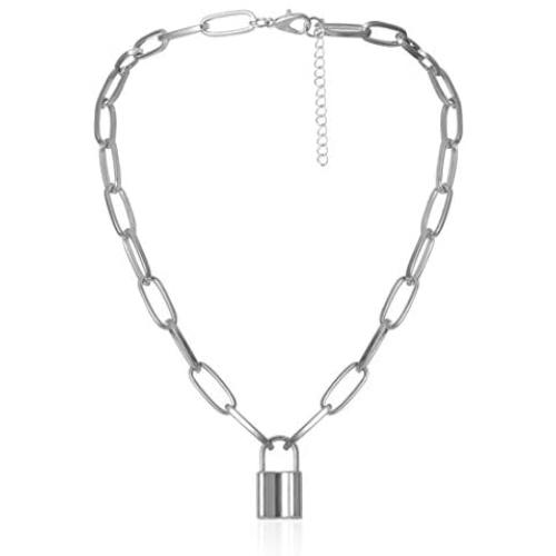 GVUSMIL Y Lock Pendant Necklace for Women Men Long Chain Punk Multilayer Choker Key and Lock Necklaces for Girls Boys Gift
