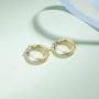 FANCIME Half Open Hoop Stud Earrings Triple Thin/Thick Tube High Polished Hoop Earrings 14K Yellow/White Gold Plated Fashion Statement Jewelry Gift for Women Teens Girls Mom