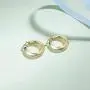 FANCIME Half Open Hoop Stud Earrings Triple Thin/Thick Tube High Polished Hoop Earrings 14K Yellow/White Gold Plated Fashion Statement Jewelry Gift for Women Teens Girls Mom