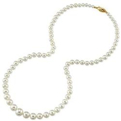 THE PEARL SOURCE 14K Gold 4-9mm AAA Quality Graduated Round White Freshwater Cultured Pearl Necklace for Women