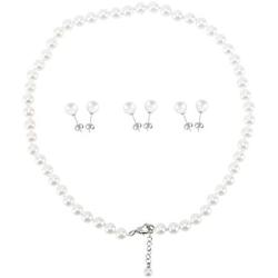 LEILEE Faux Hand Knotted Glass Imitation Pearls Necklace Earring Jewelry 4 Set for Women and Girls