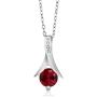 Gem Stone King 925 Sterling Silver Created Ruby Pendant and Earrings Set For Women, 2.40 Ct Round Cut With 18 Inch Silver Chain