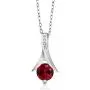 Gem Stone King 925 Sterling Silver Created Ruby Pendant and Earrings Set For Women, 2.40 Ct Round Cut With 18 Inch Silver Chain Gem Stone King 925 Sterling Silver Created Ruby Pendant and Earrings Set For Women, 2.40 Ct Round Cut With 18 Inch Silver Chain
