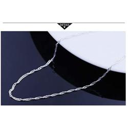 BQfife Sterling Silver Twisted Curb Link Chain Water wave chain Replacement Necklace Simple Slim for Pendant