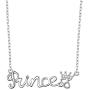 Flyow 925 Sterling Silver White Cz Crown Princess/Queen Pendant Word Charm Necklace for Girlfriend Wife Daughter Granddaughter, 18 Inch + 2 Inch